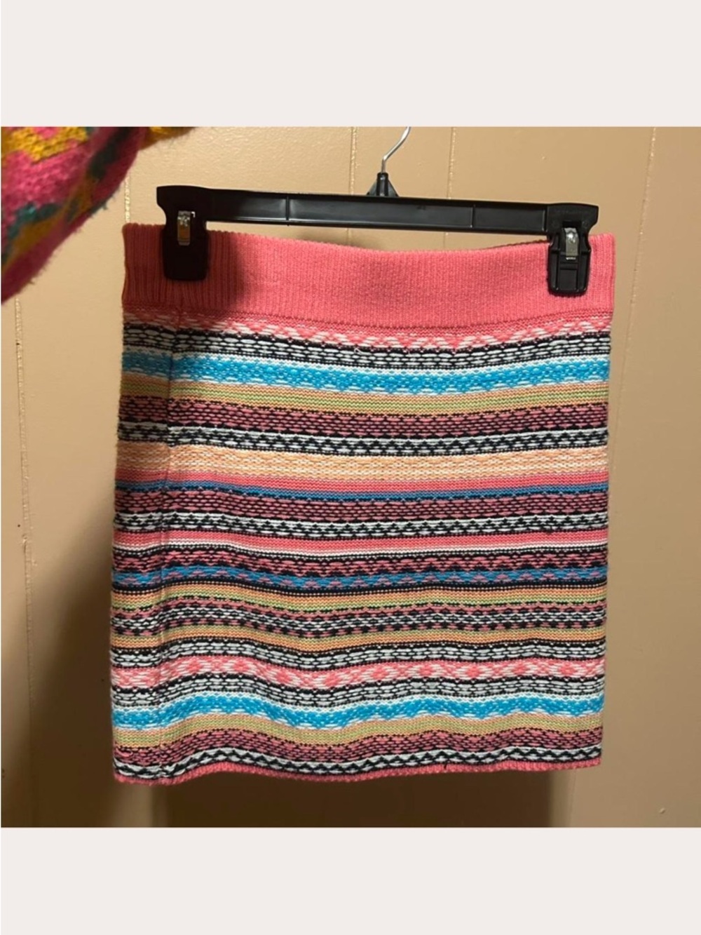 Mossimo Supply Co. Multicolor Striped Knit Mini Skirt with Pink Waistband